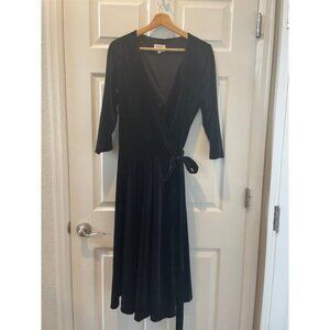 Unique Vintage1940s Style Black Velvet Kelsie Wrap Dress Sz XL#39